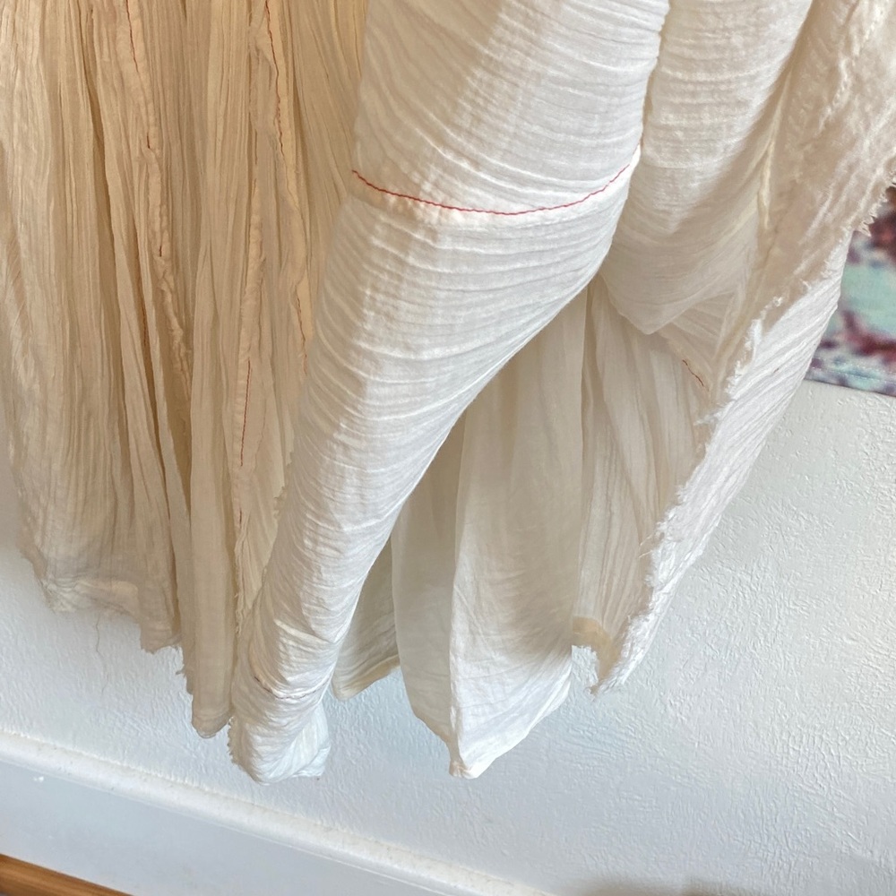 Free People Cream and Red Embroidered sheer Long Sleeve Dress - Picture 9 of 16